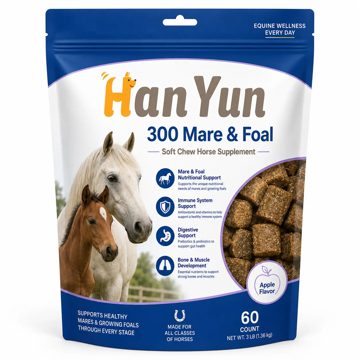 HanYun 300 Mare & Foal Soft Chew Horse Supplement
