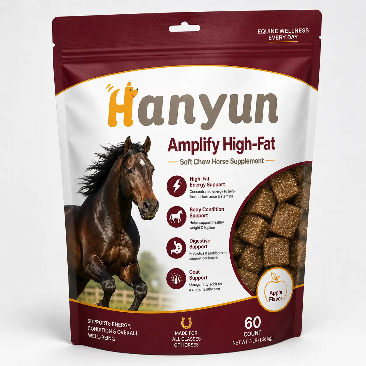 HanYun Amplify High-Fat Soft Chew Horse Supplement