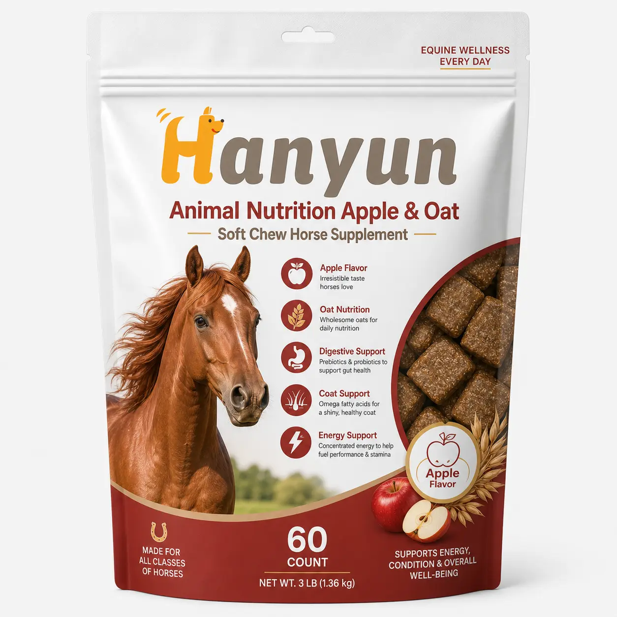 HanYun Animal Nutrition Apple & Oat Soft Chew Horse Supplement