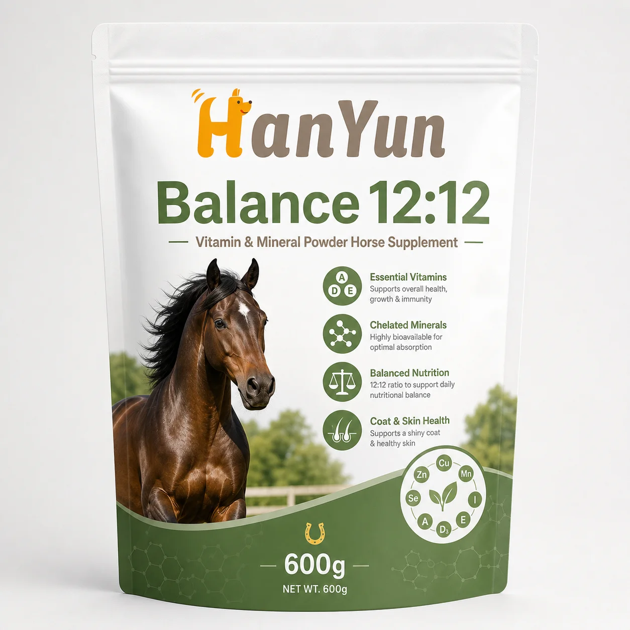 HanYun Balance 12:12 Vitamin & Mineral Powder Horse Supplement, 600g