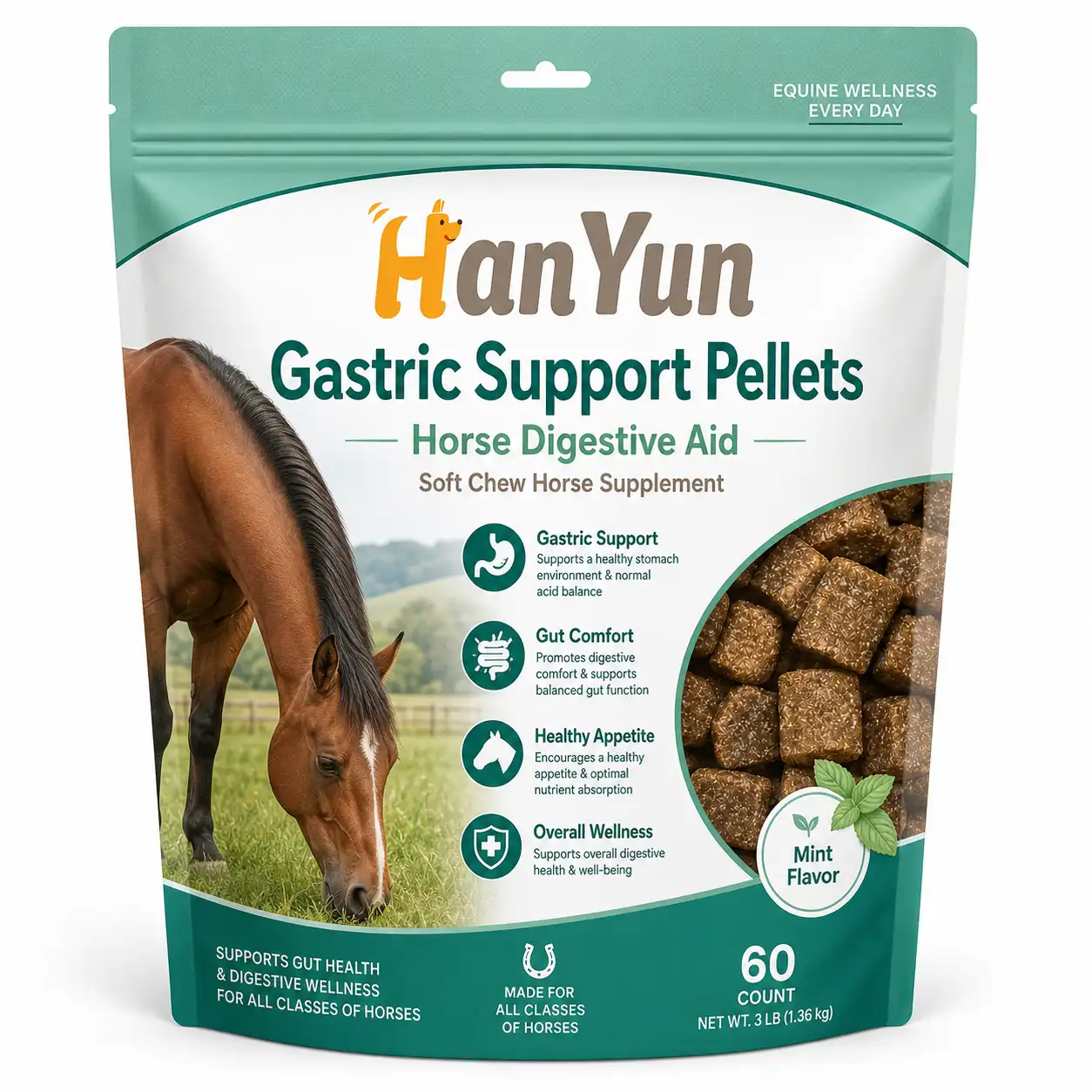 HanYun Gastric Support Pellets Horse Digestive Aid Supplement